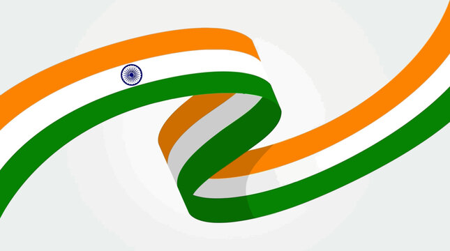 Waving ribbon with national flag of india for patriotic designs, indian holidays, cultural events, banners, and social media graphics.