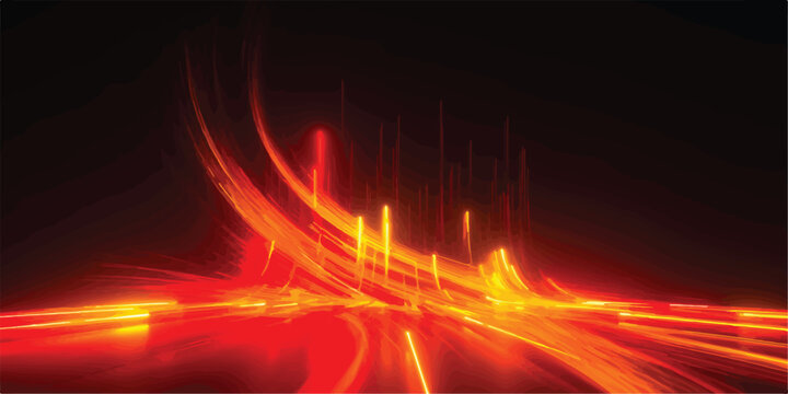 Fiery red and orange light streaks abstract background with energy flow abstract art background illumination technology communication particle futurism creative