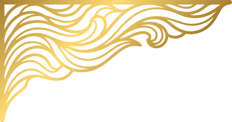 Fototapeta premium Golden Elegant Abstract Wave Corner Border