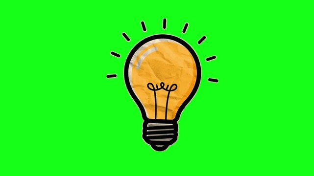 Green Screen Crumpled Paper Light Bulb Animation - Idea Innovation and Problem Solving Concept