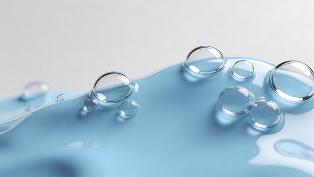 Blue liquid with transparent bubbles