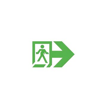 Green exit sign with arrow.