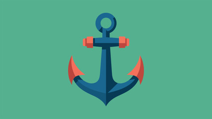 Stylized nautical anchor in blue and orange on green background vector illustration with nautical illustration isolated © Urmi Bagum Urme