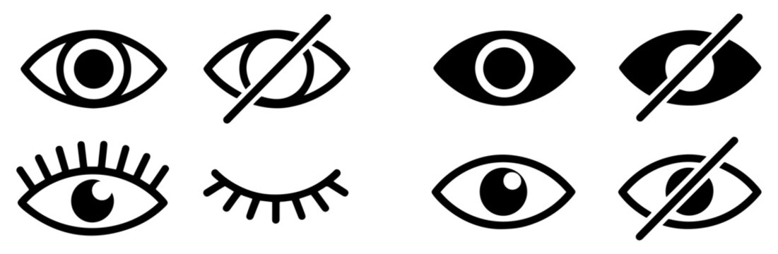 password visibility eye icon set vector