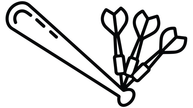 Line art illustration of a bow and arrows for archery sports  traditional hunting equipment