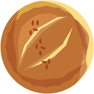 vector illustration of a bread butter with topping sesame