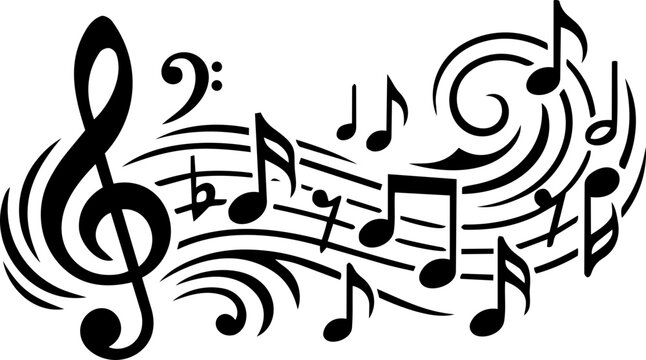 Music Notes Wave and Floating Musical Symbols