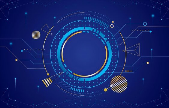Abstract technology circuit board with line circuit innovation concept on blue background