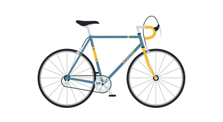 Fototapeta premium Minimalist illustration of a blue and yellow retro bicycle.