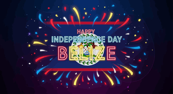 Happy Independence Day Belize with Fireworks