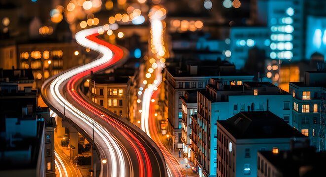 San francisco lombard street night traffic long exposure