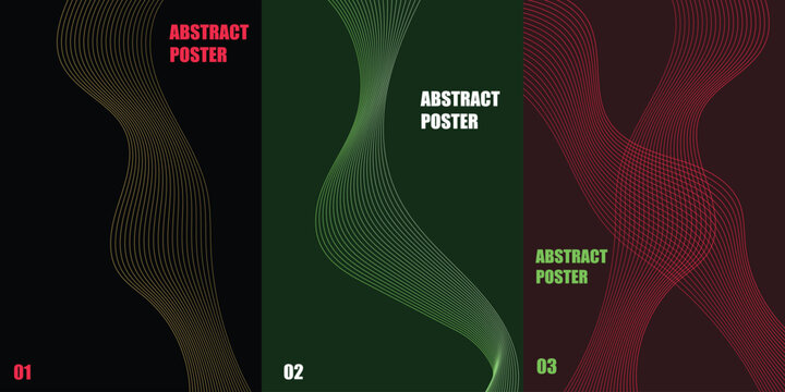 Set of abstract background posters featuring elegant wave lines for professional business documents files paperwork checklist and reports icons layout design templates.