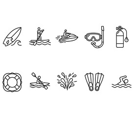 Set of water sports and swimming icons © SHAFIUL
