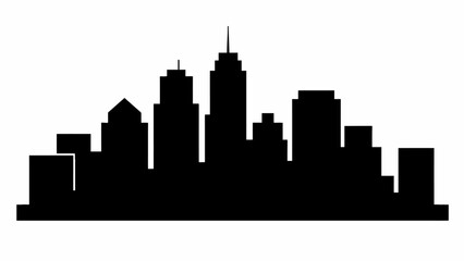 Fototapeta premium Environment Day City skyline, urban landscape, black silhouette, vector cityscape, modern architecture isolated on White Background vector eps silhouette