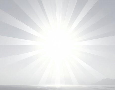 Radiant sunburst over tranquil water and distant land