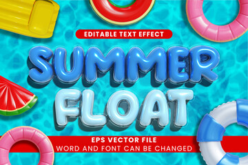 Summer float 3d inflated text effect. Summer season glossy text style © yustika