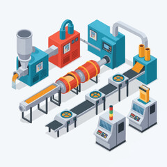 Fototapeta premium Modern industrial manufacturing production line with machinery.