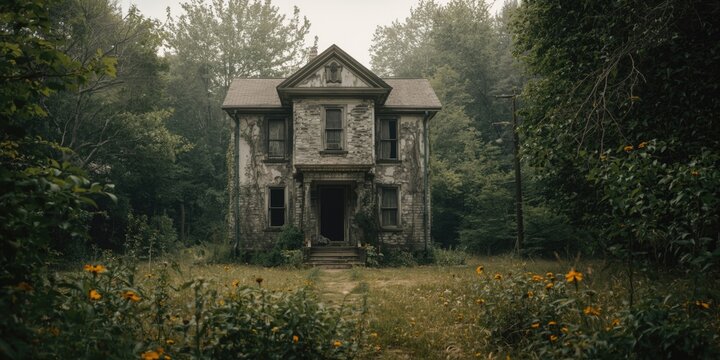 Antique house showing signs of long term neglect and decay