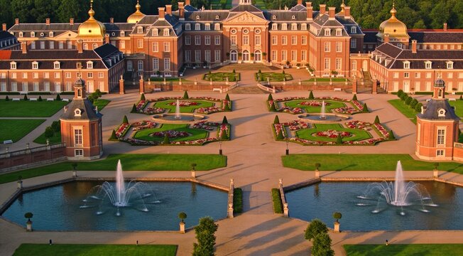 Drone shot of historic Paleis Het Loo and royal gardens