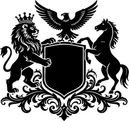 Fototapeta premium Medieval Coat of Arms with Crowned Lion