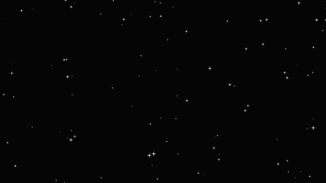 Twinkle stars background animation effect festive holiday decoration.shiny glowing stars, fairy twinkle stars on black screen, 4k sparkle animation.Twinkling stars glow and sparkle on black background