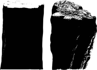 Black and white silhouettes of textured tree trunks white background © Ripa_Moni