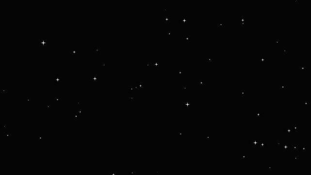 Twinkle stars background animation effect festive holiday decoration.shiny glowing stars, fairy twinkle stars on black screen, 4k sparkle animation.Twinkling stars glow and sparkle on black background