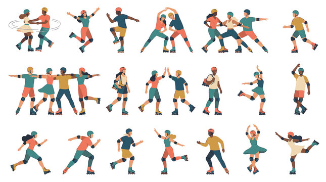 Comprehensive flat vector illustration set of 30 diverse professional artists and artisans engaged in various creative crafts, including painting, pottery, sculpting, and design.