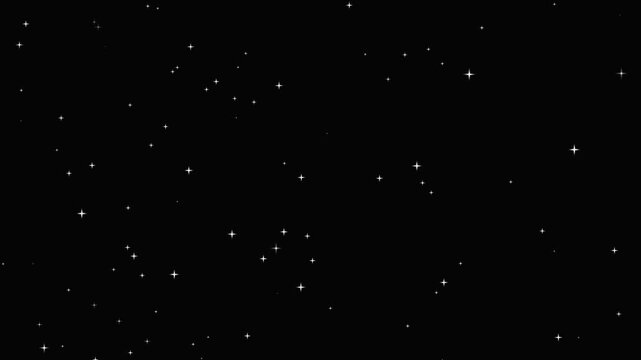 Twinkle stars background animation effect festive holiday decoration.shiny glowing stars, fairy twinkle stars on black screen, 4k sparkle animation.Twinkling stars glow and sparkle on black background