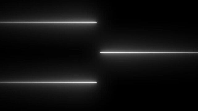 Seamless loop animation of glowing neon lines. Straight neon blie lazer line animation black background