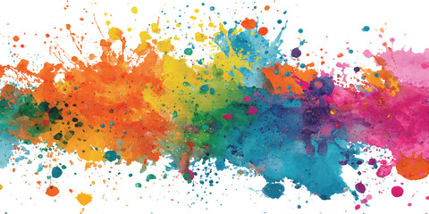 Fototapeta premium Vibrant rainbow watercolor paint splash and bright color splatters abstract artistic creative background banner vector illustration.