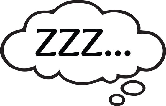 Elongated hand drawn speech balloon with zzz text for tired and sleepy expression vector illustration