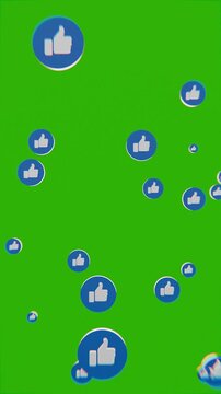 social media like icons floating on green screen background