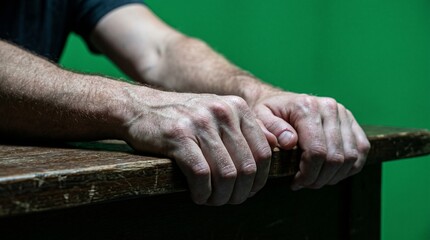 Elderly hands resting on wooden cane in dimly lit indoor setting with contemplative mood © Celestial Flora