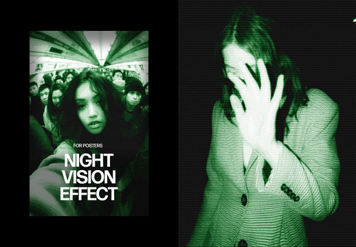 Night Vision Photo Effect &ndash; Screen for Poster & Social Media (PSD)