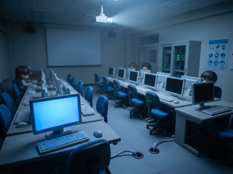 コンピュータ室 / Computer Lab Wide Environmental Miniature Diorama