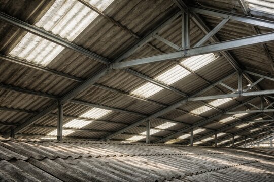 Roof structure featuring asbestos panels