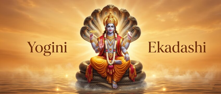 Yogini Ekadashi Divine Vishnu Banner