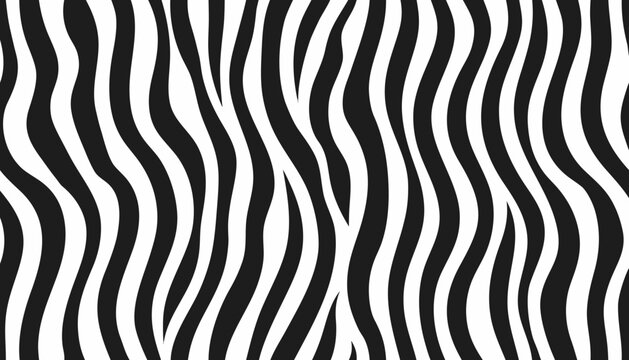 Black and white wavy zebra stripe pattern background for modern design