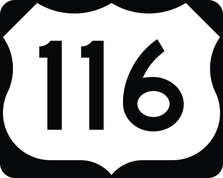 US Route 116 Sign Road Shield Illustration Design Icon.