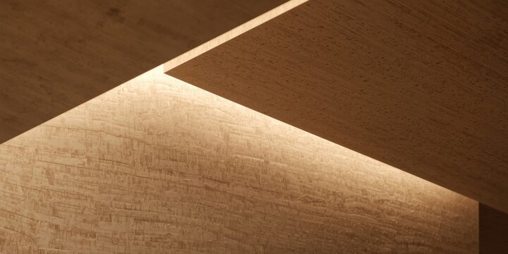 Architectural chipboard surface showing natural laminate layers and gentle overhead light