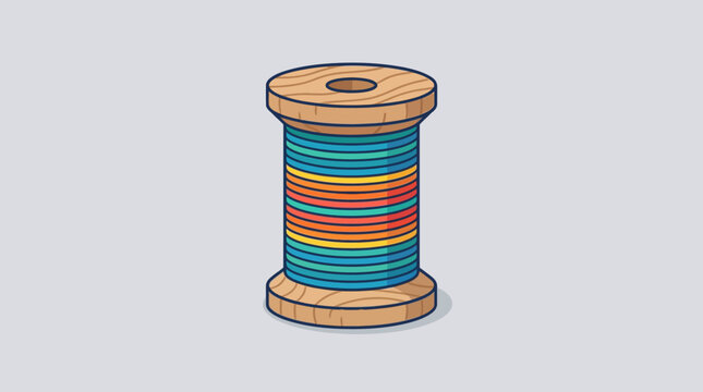Colorful spool of thread closeup.