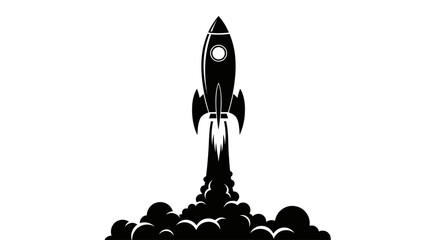 Rocket Ship Blasting Off Into Space. © Rendi