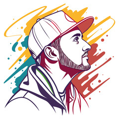 Urban young man profile portrait with abstract background. © Sabrina45