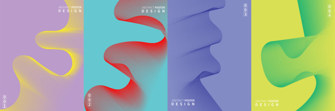 Futuristic abstract poster design collection vibrant digital art, vector illustrator