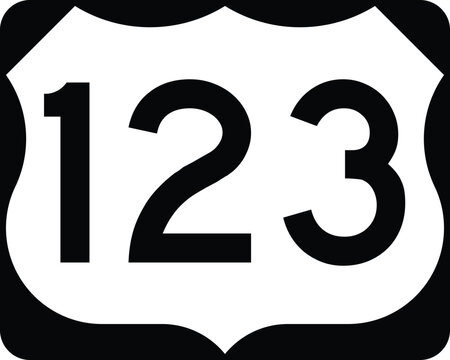 US Route 123 Sign Road Shield Illustration Design Icon.