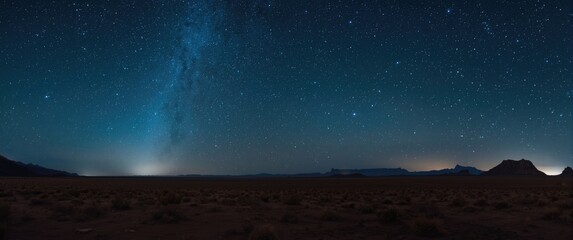 Fototapeta premium clear starry night sky with vast desert terrain