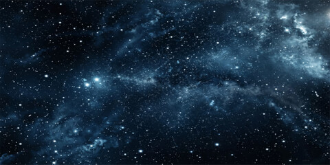 Blue deep space galaxy background with bright stars and glowing nebula in the dark universe © BIBI