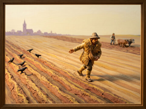 peasant agriculture through a single heroic Wide Environmental Miniature Diorama