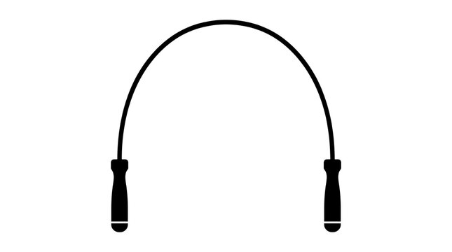 Jump rope, fitness icon, exercise equipment, black silhouette